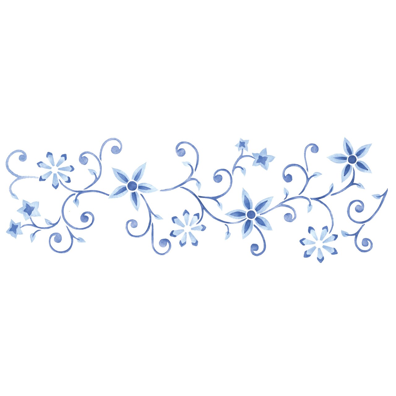 Scrolly Flowers Wall Stencil Border | 3293 by Designer Stencils | Pattern Stencils | Reusable Stencils for Painting | Safe & Reusable Template for Wall Decor | Try This Stencil Instead of a Wallpaper | Easy to Use & Clean Art Stencil Pattern